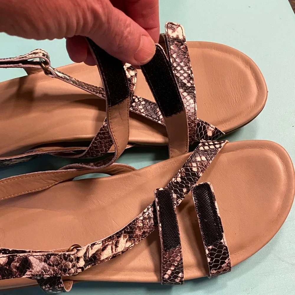 Abeo Snakeskin Leather Strappy Sandals - Brown& White Size 10 - Picture 4 of 8